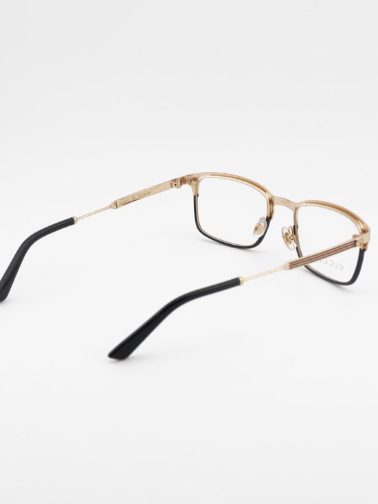 Gucci GG0135O 001 Eyeglasses Gold / Black 52mm Rectangle Frame main image 4